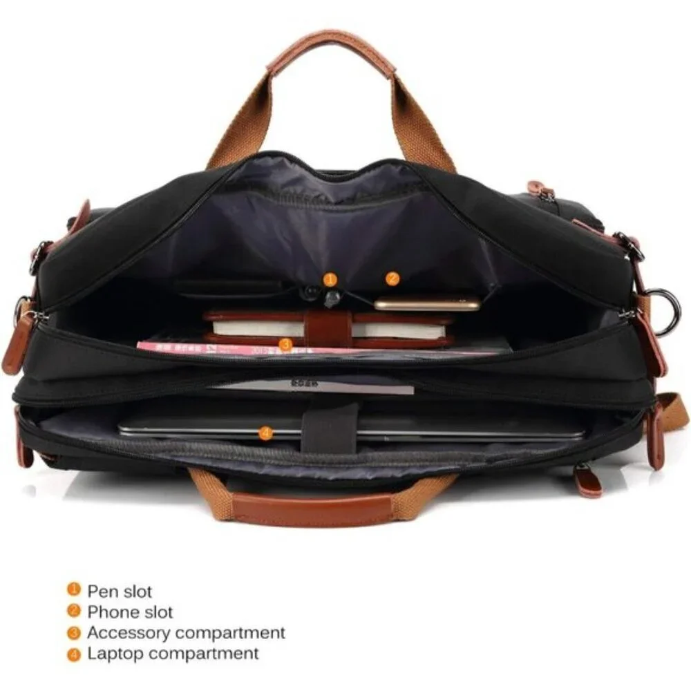 Convertible Backpack Messenger Shoulder Bag Laptop Case Handbag Business 17.3 in